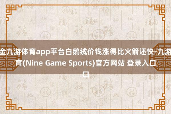 现金九游体育app平台白鹅绒价钱涨得比火箭还快-九游体育(Nine Game Sports)官方网站 登录入口